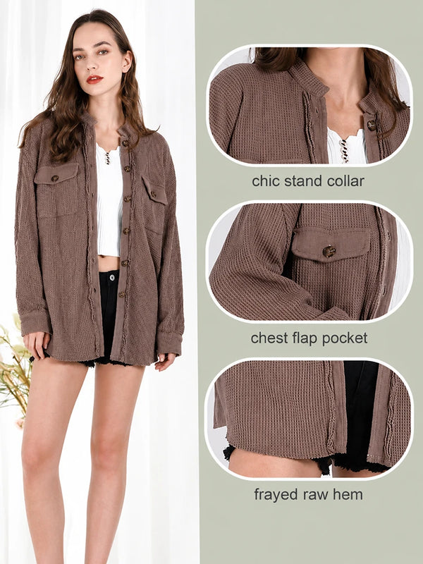 The Cozy Waffle Knit Shacket Top