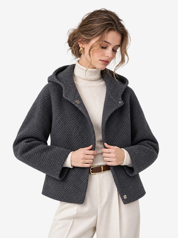 The Cropped Hooded Wool Coat