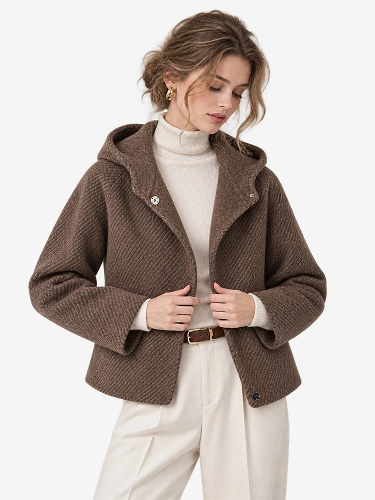 The Cropped Hooded Wool Coat