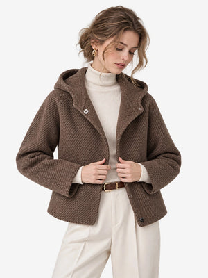 The Cropped Hooded Wool Coat
