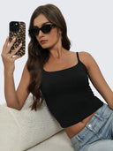 Women's Double Layer Square Neck Stretch Cami Tank Top