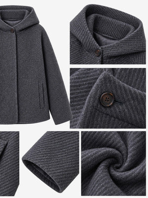 The Cropped Hooded Wool Coat