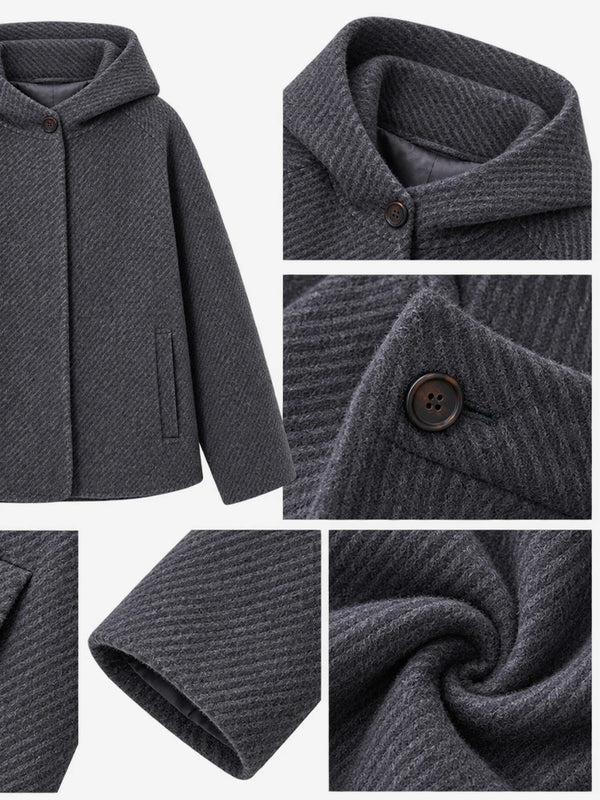 The Cropped Hooded Wool Coat