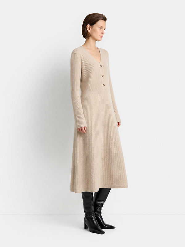 The Soft Wool V-Neck Knit Dress