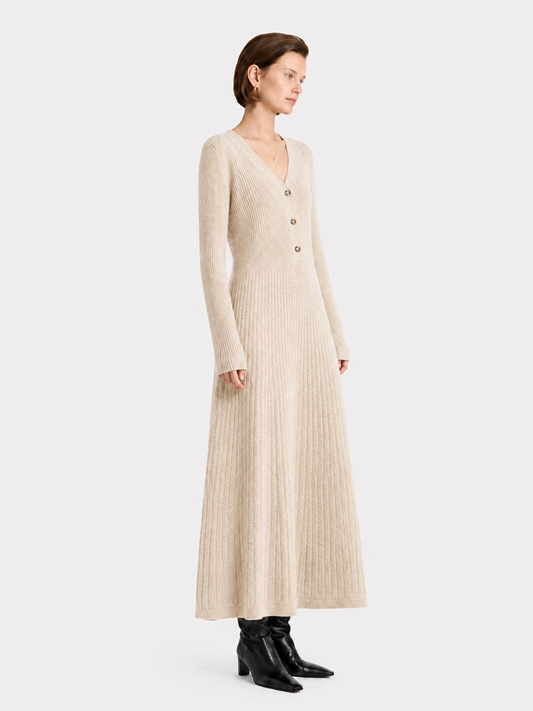 The Soft Wool V-Neck Knit Dress