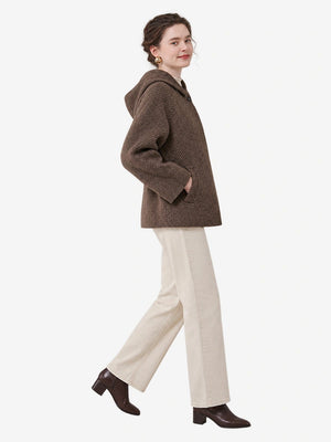 The Cropped Hooded Wool Coat