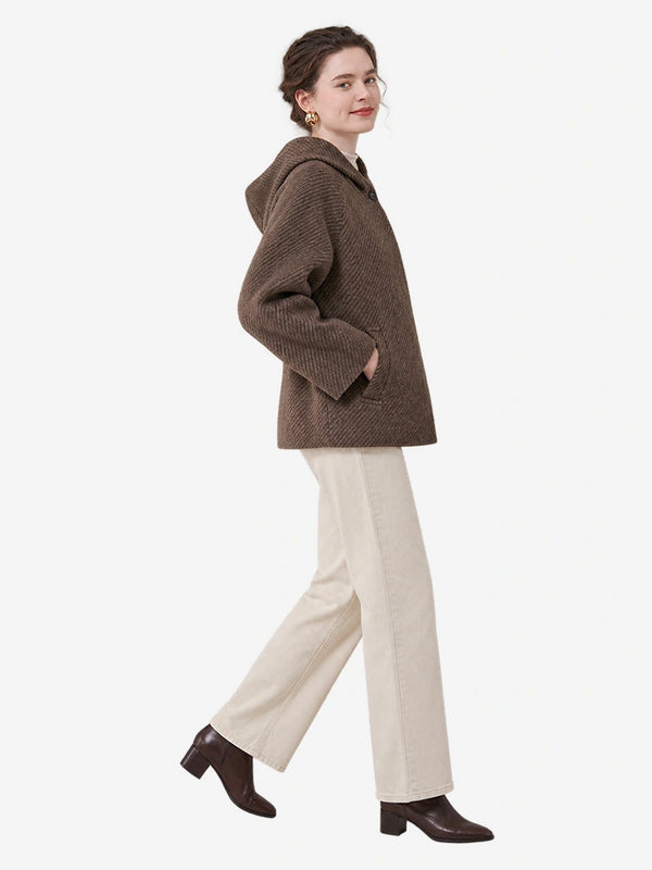 The Cropped Hooded Wool Coat