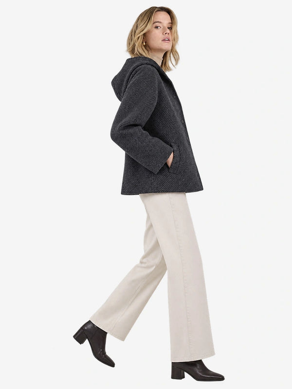 The Cropped Hooded Wool Coat