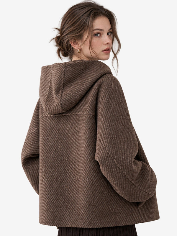 The Cropped Hooded Wool Coat