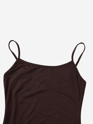 Women's Square-Neck Backless Bodycon Midi Slip Dress with Spaghetti Straps