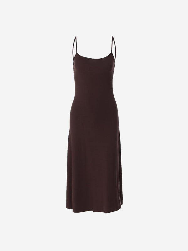 Women's Square-Neck Backless Bodycon Midi Slip Dress with Spaghetti Straps