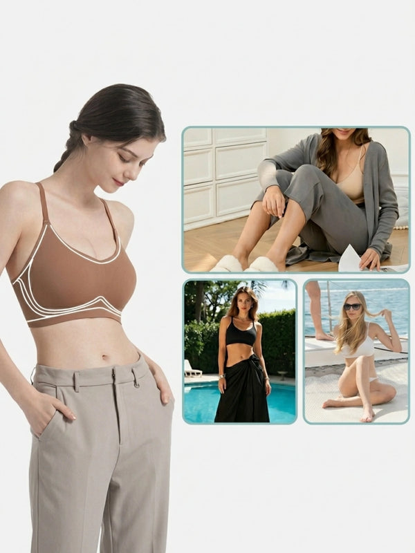 Lace Racerback Wireless Push-Up Deep V Jelly Bra