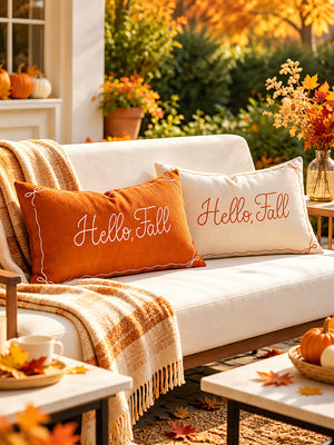 Autumn Pumpkin & Maple Leaf Pillow Covers – Festive Thanksgiving Sofa Decorations