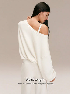 Ultra-Soft One-Shoulder Drawstring Pullover