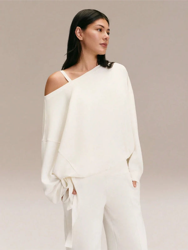 Ultra-Soft One-Shoulder Drawstring Pullover
