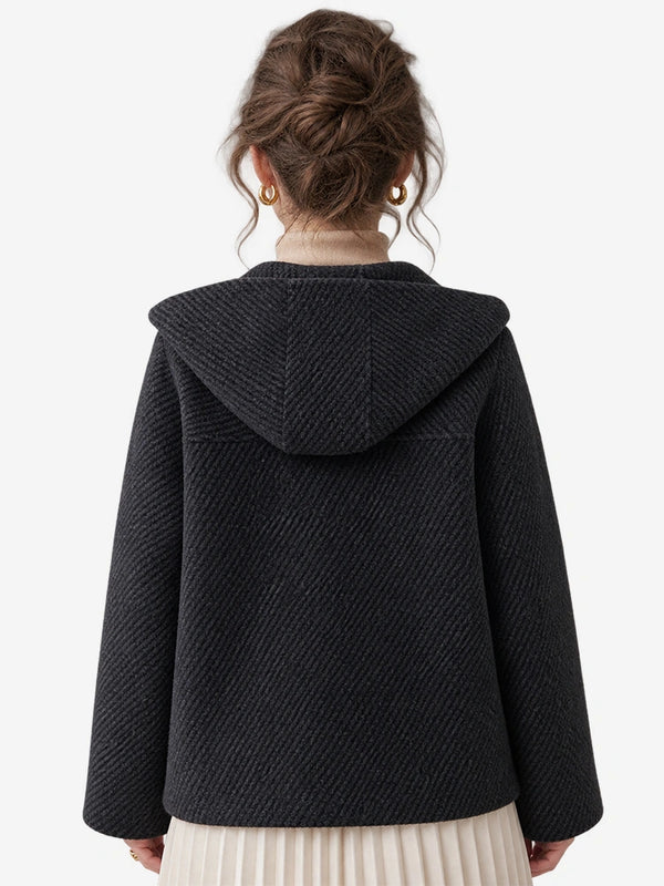 The Cropped Hooded Wool Coat