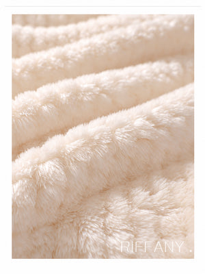Thick Solid Color Flannel Waffle Coral Fleece Sofa Blanket