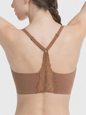 Lace Racerback Wireless Push-Up Deep V Jelly Bra