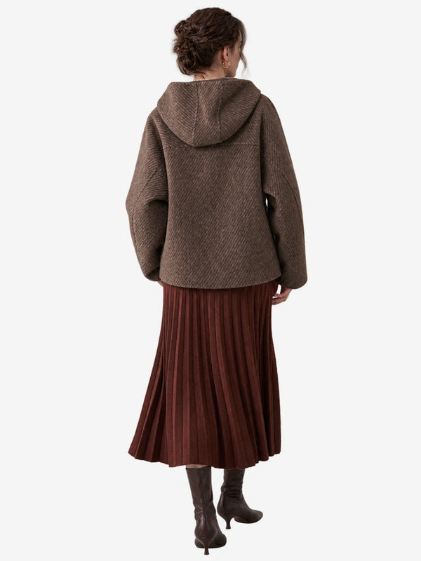 The Cropped Hooded Wool Coat