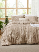 Boho Tufted Embroidery Comforter Set Soft Breathable 3 Piece Bedding Set