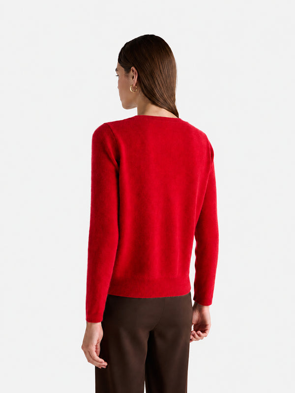 Women’s Cozy Wool V-Neck Sweater – Oversized Drop Shoulder Knit Pullover