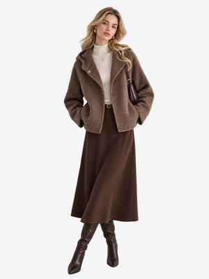 The Cropped Hooded Wool Coat