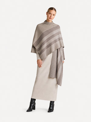 The Premium Wool Blend Striped Cape Wrap