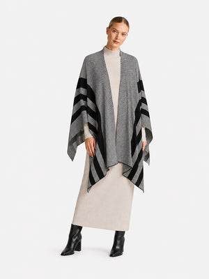 The Premium Wool Blend Striped Cape Wrap