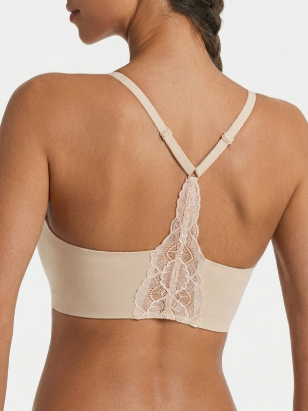 Lace Racerback Wireless Push-Up Deep V Jelly Bra