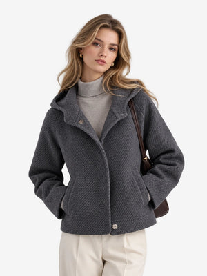 The Cropped Hooded Wool Coat