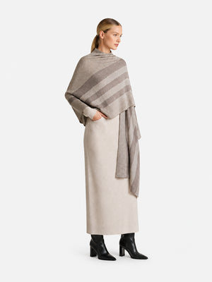 The Premium Wool Blend Striped Cape Wrap