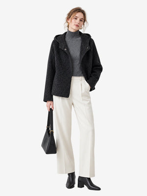 The Cropped Hooded Wool Coat