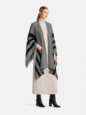 The Premium Wool Blend Striped Cape Wrap