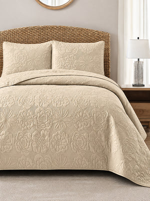 Vintage Damask Ultrasonic Quilted Bedding Set