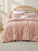 Boho Tufted Embroidery Comforter Set Soft Breathable 3 Piece Bedding Set