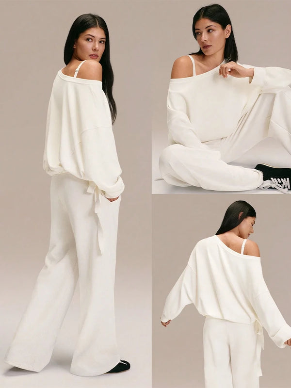Ultra-Soft One-Shoulder Drawstring Pullover