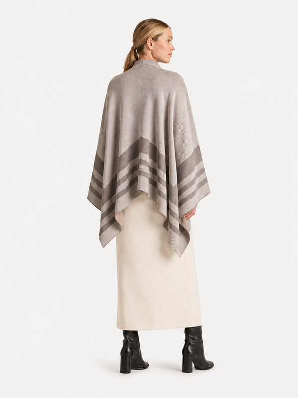 The Premium Wool Blend Striped Cape Wrap