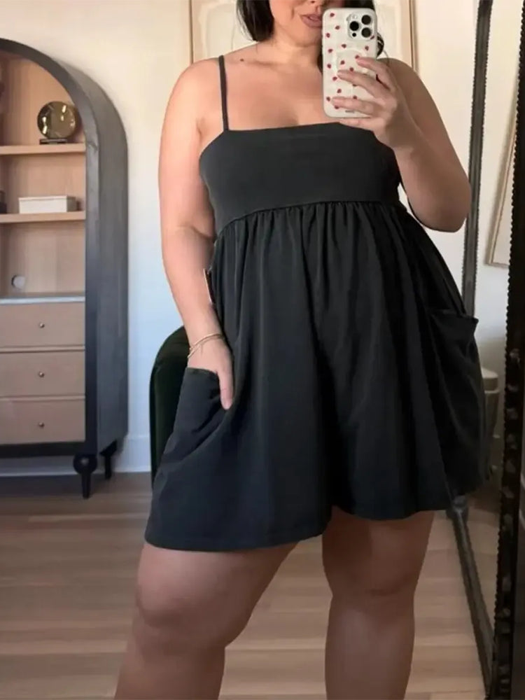 Square Casual Cami Off Shoulder Loose Sports Jumpsuit