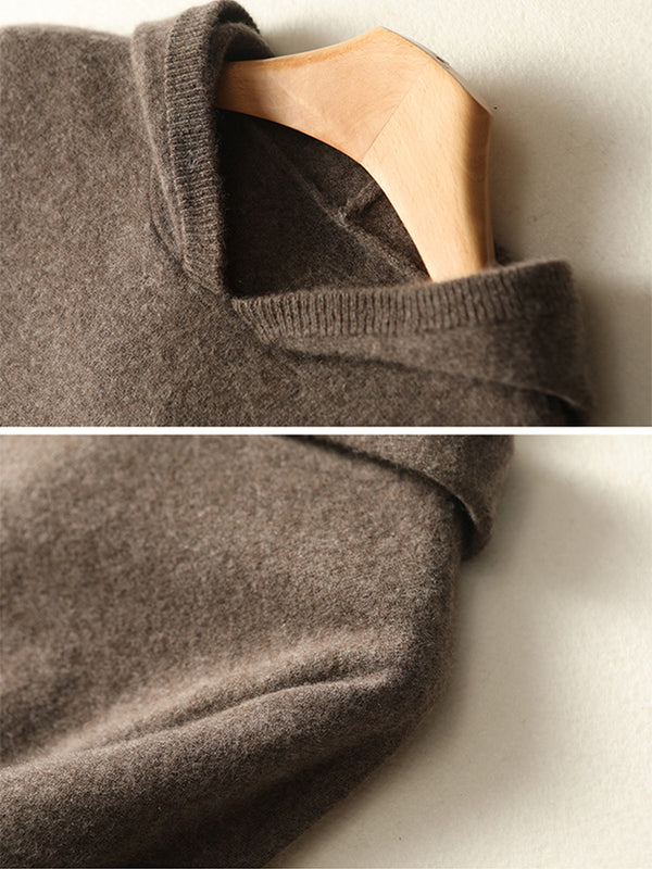 Women's Merino Wool Hooded Knit Pullover Sweater