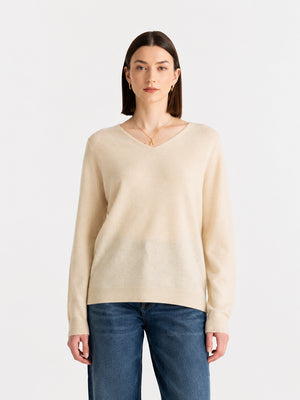 Women’s 100% Wool V Neck Relaxed Fit Long Sleeve Pullover Sweater
