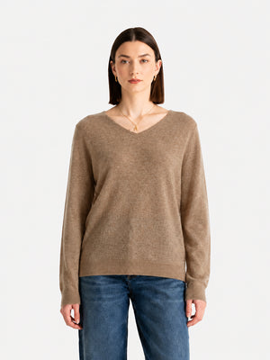 Women’s 100% Wool V Neck Relaxed Fit Long Sleeve Pullover Sweater