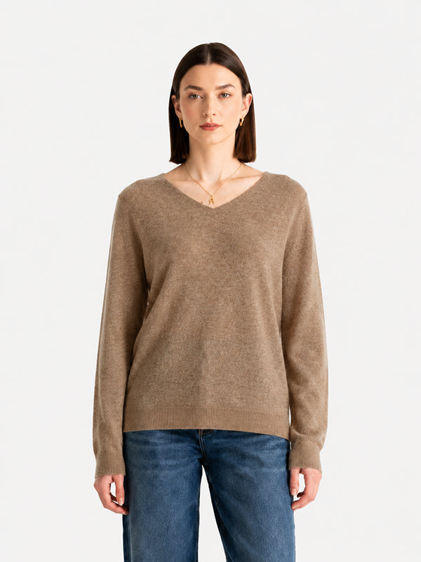 Women’s 100% Wool V Neck Relaxed Fit Long Sleeve Pullover Sweater