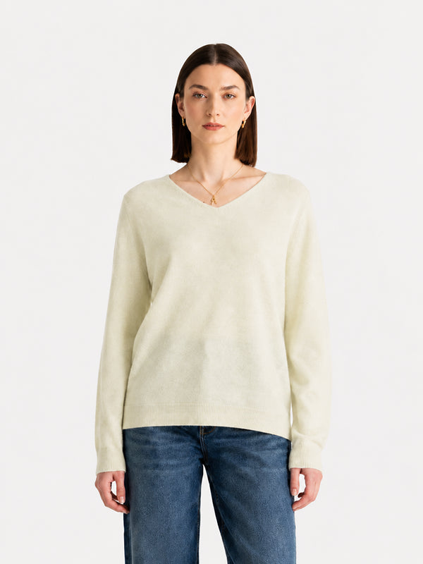 Women’s 100% Wool V Neck Relaxed Fit Long Sleeve Pullover Sweater