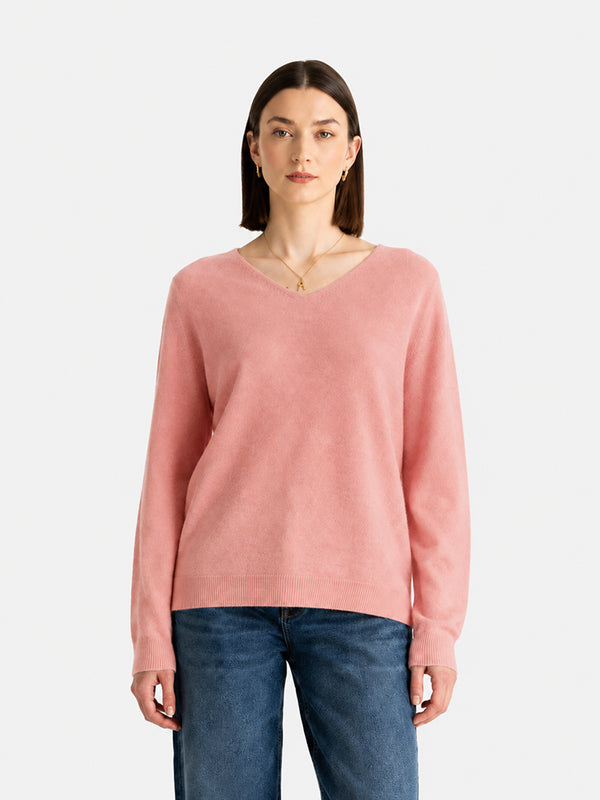 Women’s 100% Wool V Neck Relaxed Fit Long Sleeve Pullover Sweater