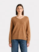Women’s 100% Wool V Neck Relaxed Fit Long Sleeve Pullover Sweater