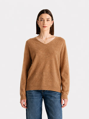 Women’s 100% Wool V Neck Relaxed Fit Long Sleeve Pullover Sweater