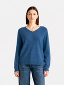 Women’s 100% Wool V Neck Relaxed Fit Long Sleeve Pullover Sweater