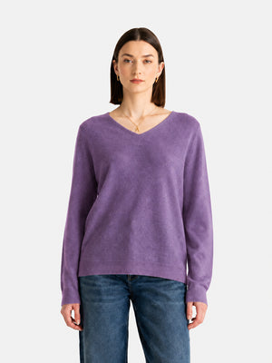 Women’s 100% Wool V Neck Relaxed Fit Long Sleeve Pullover Sweater