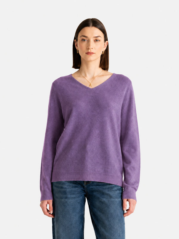 Women’s 100% Wool V Neck Relaxed Fit Long Sleeve Pullover Sweater