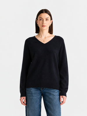 Women’s 100% Wool V Neck Relaxed Fit Long Sleeve Pullover Sweater